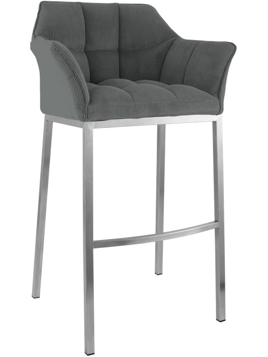 Barstol Damaso E Cord med 4 fods stel, grå