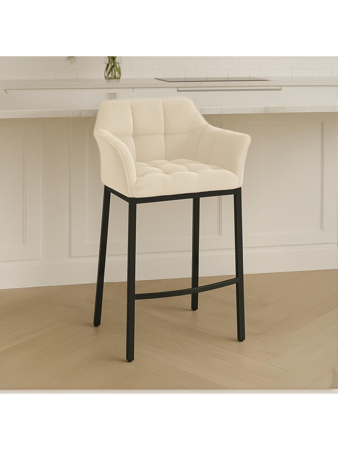 Barstol Damaso B Cord med 4 fods stel, creme