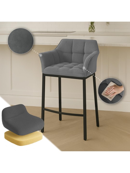 Barstol Damaso B Cord med 4 fods stel, grå Barstol Damaso B Cord med 4 fods stel, grå