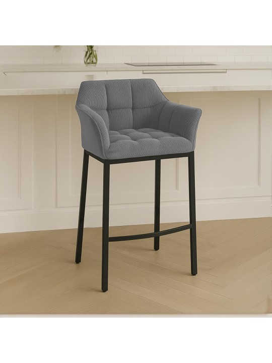 Barstol Damaso B Cord med 4 fods stel, grå Barstol Damaso B Cord med 4 fods stel, grå