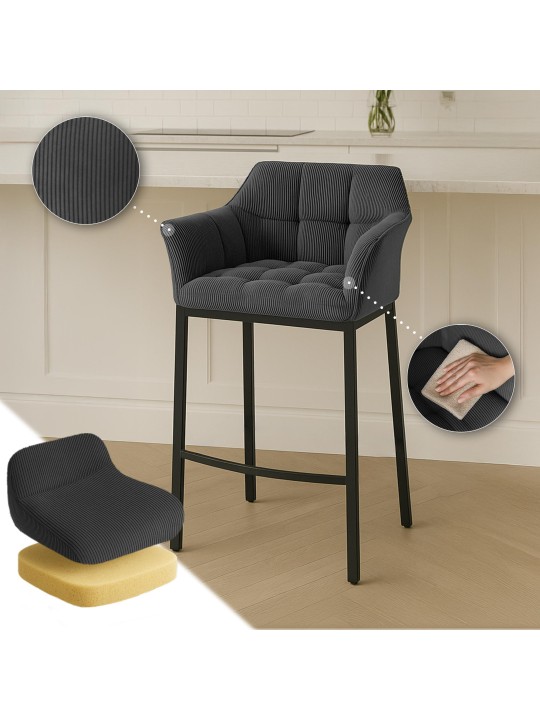 Barstol Damaso B Cord med 4 fods stel, mørkegrå Barstol Damaso B Cord med 4 fods stel, mørkegrå