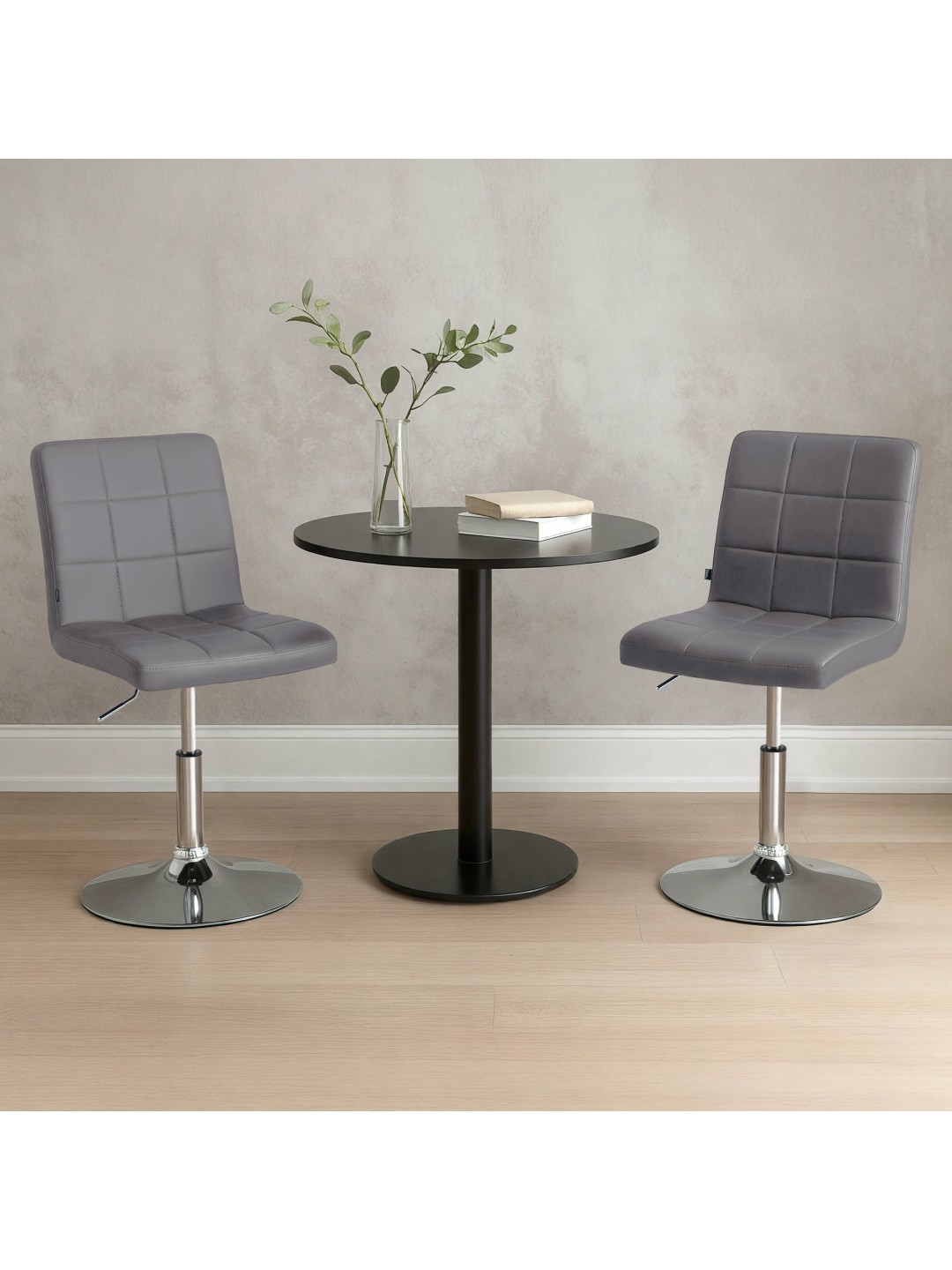 Stol Ricky imiteret læder, grå