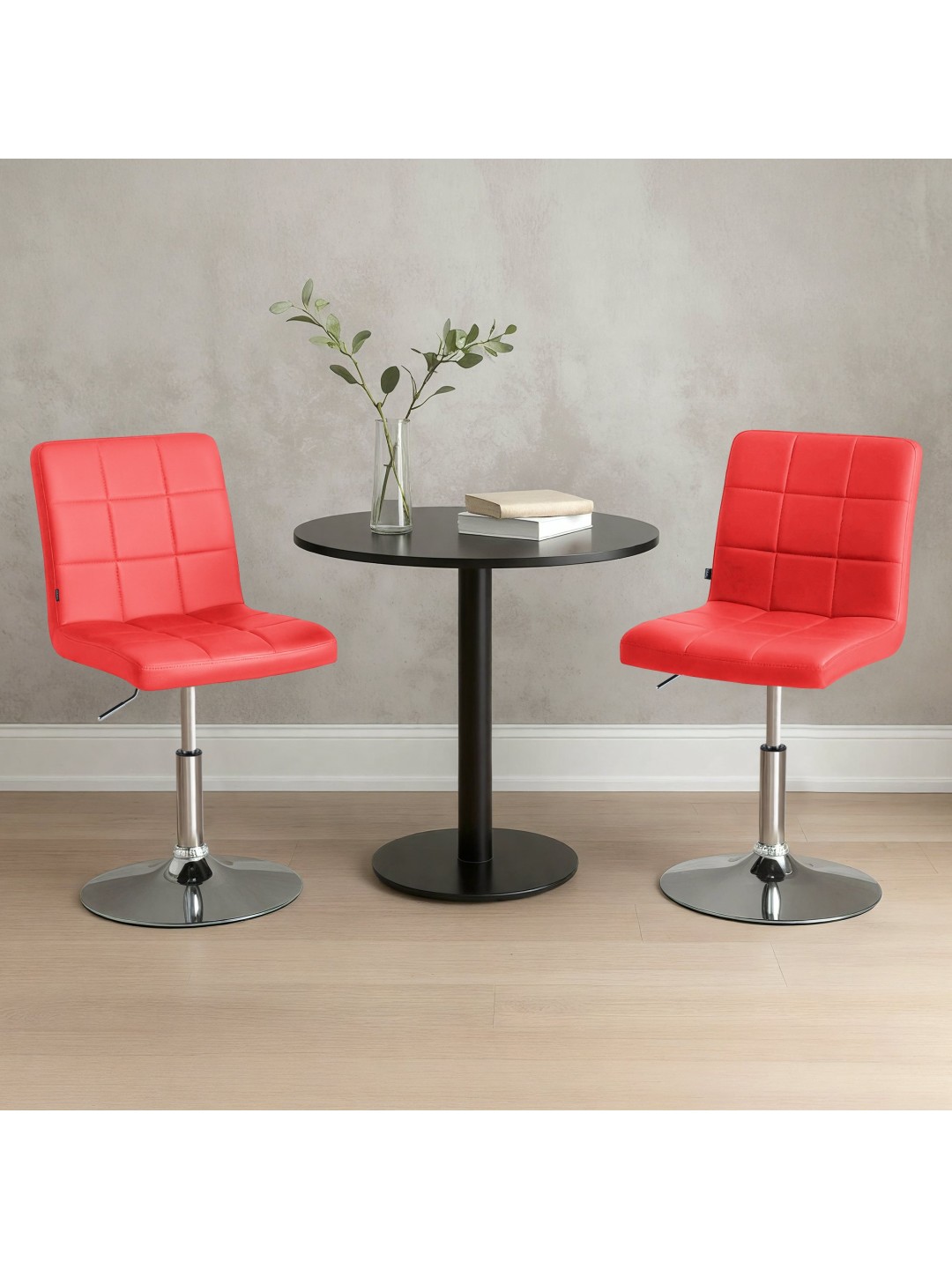 Stol Ricky imiteret læder, rød