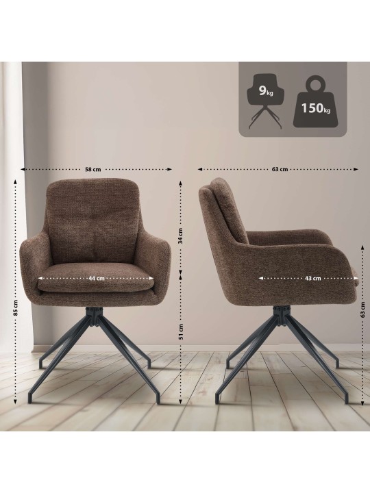 Spisestuestol Pickett stof, brun Spisestuestol Pickett stof, brun