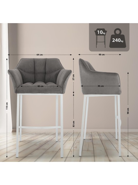 Barstol Damaso W Cord med 4 fods stel, taupe Barstol Damaso W Cord med 4 fods stel, taupe