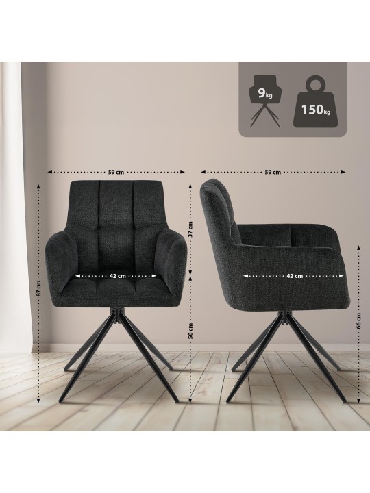 Spisestuestol Jonah stof, sort