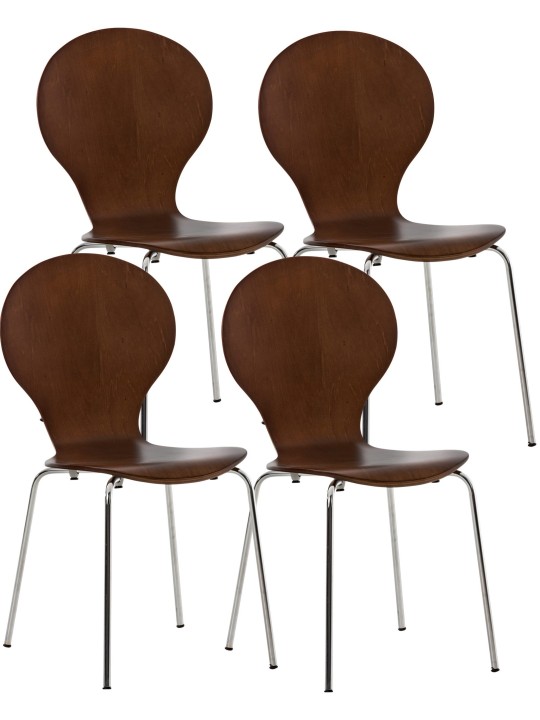 Sæt med 4 besøgsstole Diego, brun