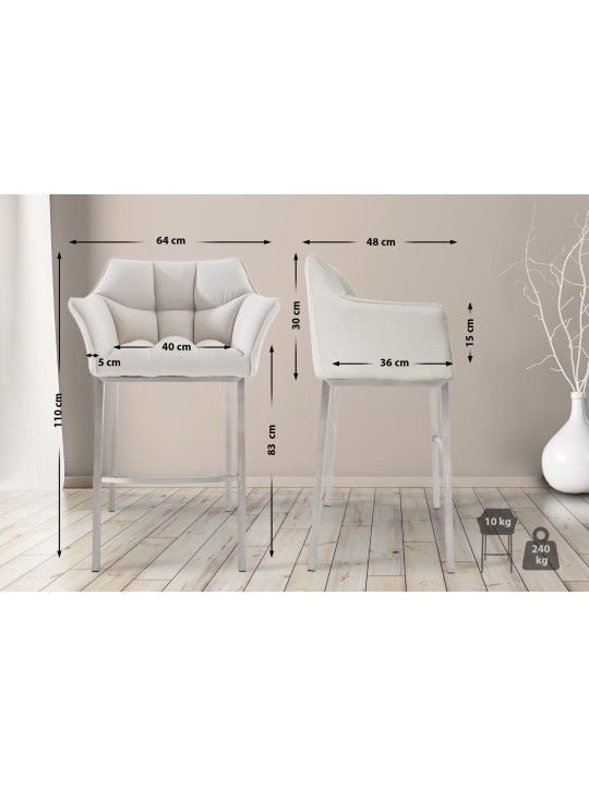 Barstol Damaso E stof med 4 fods stel, hvid Barstol Damaso E stof med 4 fods stel, hvid