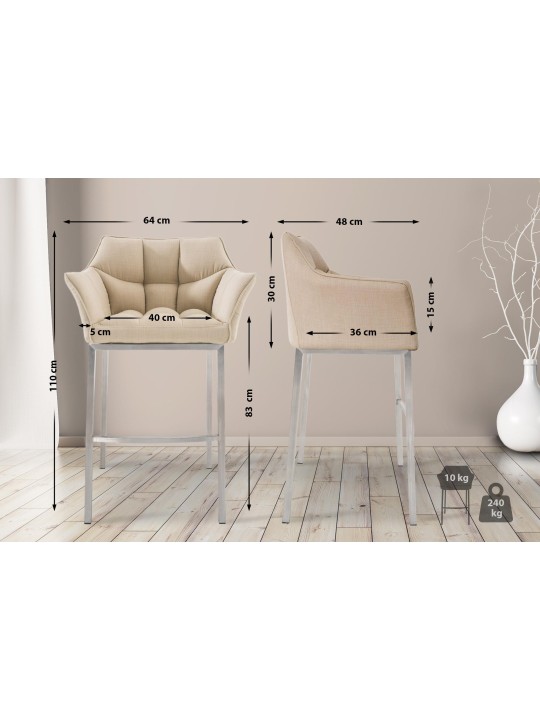 Barstol Damaso E stof med 4 fods stel, creme Barstol Damaso E stof med 4 fods stel, creme