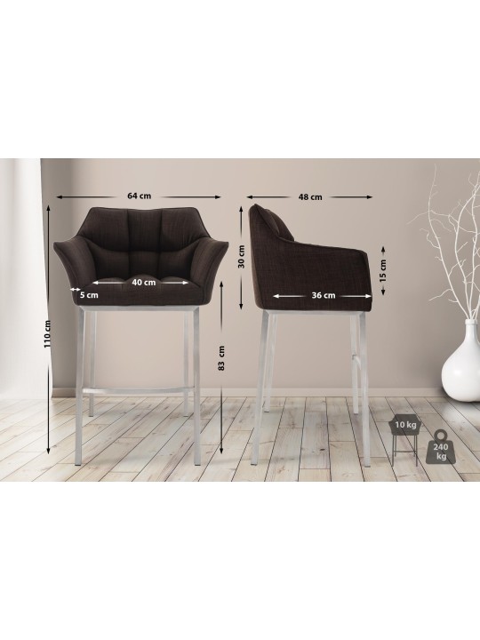 Barstol Damaso E stof med 4 fods stel, brun Barstol Damaso E stof med 4 fods stel, brun