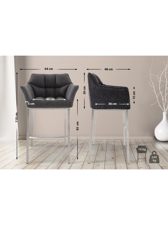 Barstol Damaso E stof med 4 fods stel, titangrå Barstol Damaso E stof med 4 fods stel, titangrå