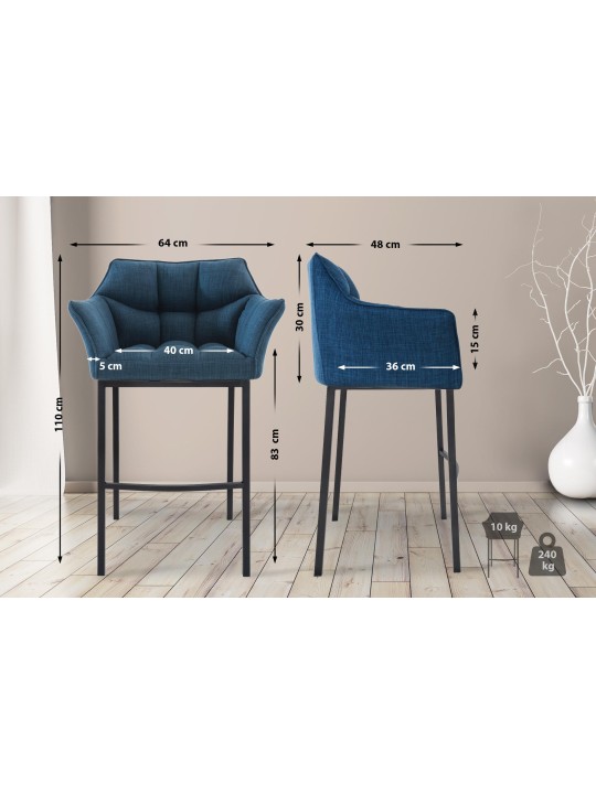Barstol Damaso B stof med 4 fods stel, blå Barstol Damaso B stof med 4 fods stel, blå