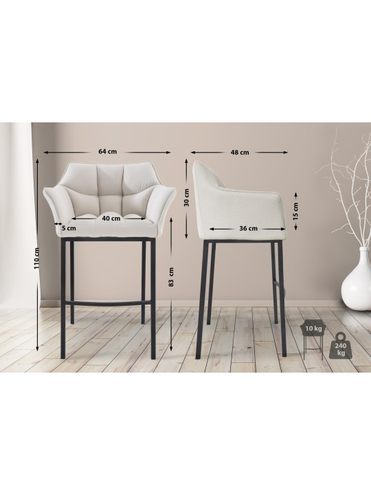 Barstol Damaso B stof med 4 fods stel, hvid Barstol Damaso B stof med 4 fods stel, hvid