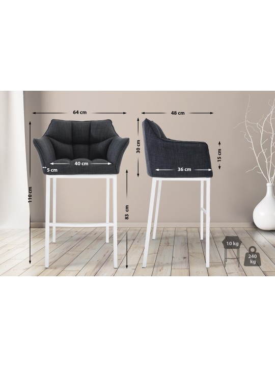 Barstol Damaso W stof med 4 fods stel, mørkegrå Barstol Damaso W stof med 4 fods stel, mørkegrå