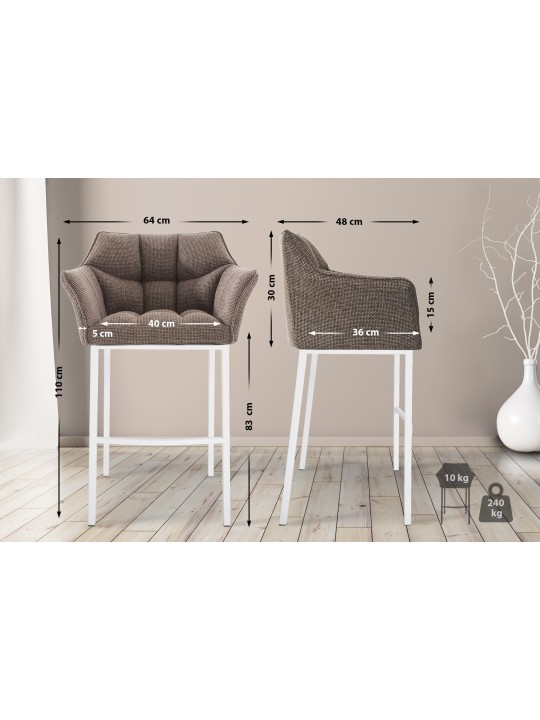 Barstol Damaso W stof med 4 fods stel, terrabrun