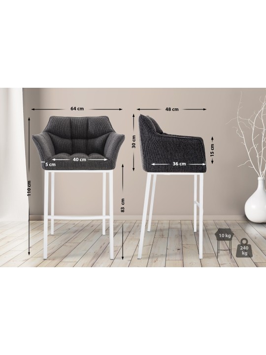 Barstol Damaso W stof med 4 fods stel, titangrå Barstol Damaso W stof med 4 fods stel, titangrå