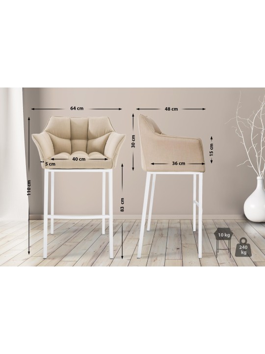 Barstol Damaso stof med 4 fods stel, creme Barstol Damaso stof med 4 fods stel, creme