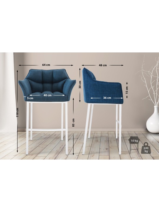 Barstol Damaso stof med 4 fods stel, blå Barstol Damaso stof med 4 fods stel, blå