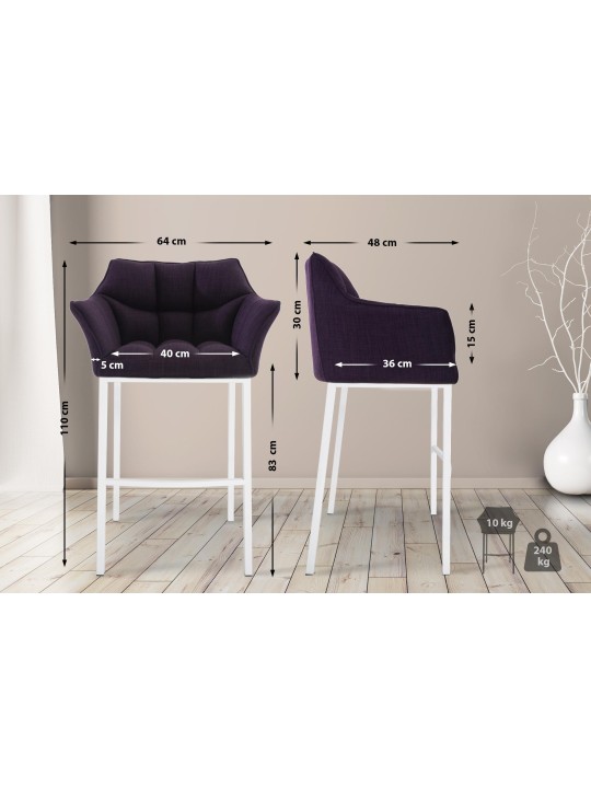 Barstol Damaso stof med 4 fods stel, lilla Barstol Damaso stof med 4 fods stel, lilla