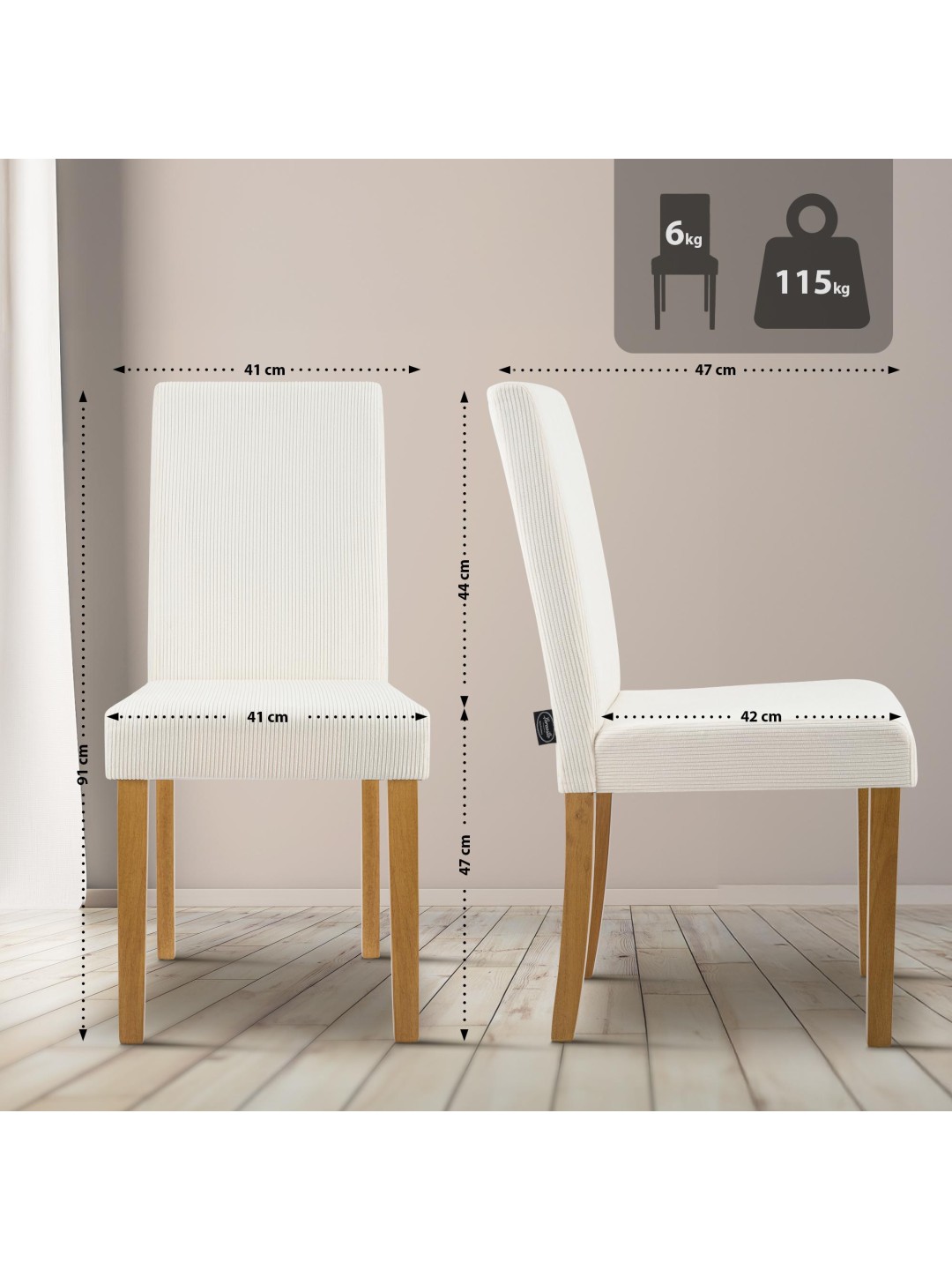 Spisestuestol Ina Cord antik lys, creme