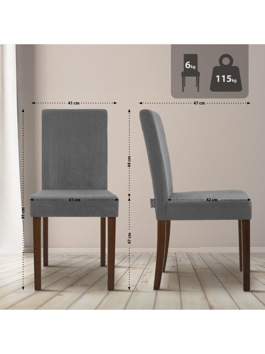 Spisestuestol Ina Cord antik mørk, grå