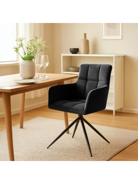 Sæt med 2 spisestuestole Jonah stof, sort