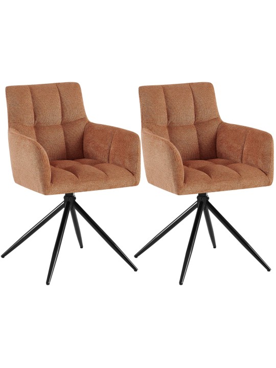 Sæt med 2 spisestuestole Jonah stof, orange