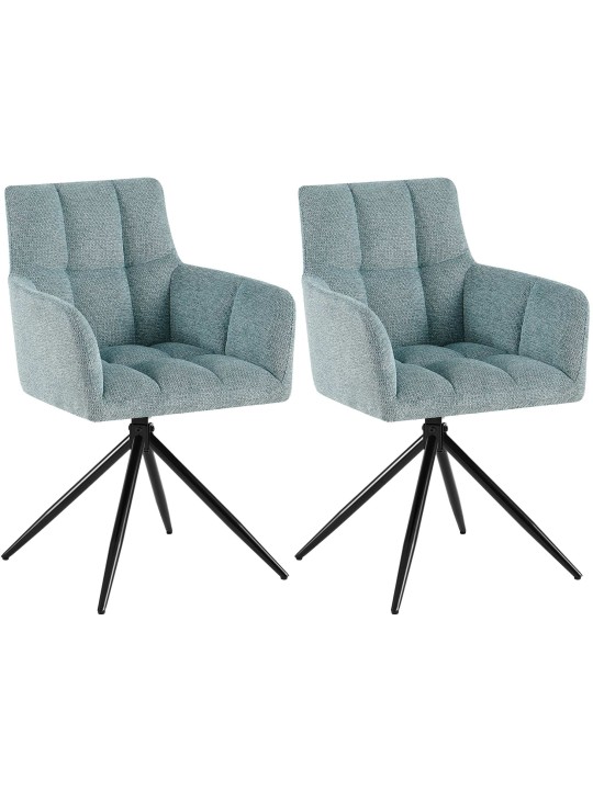 Sæt med 2 spisestuestole Jonah stof, turkis