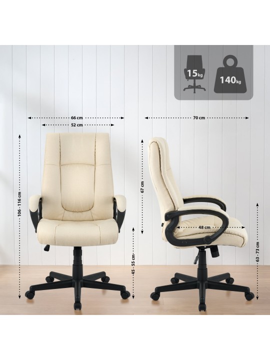 Kontorstol XL Sparta stof, creme