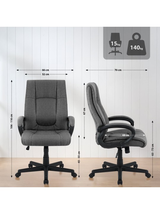 Kontorstol XL Sparta stof, mørkegrå