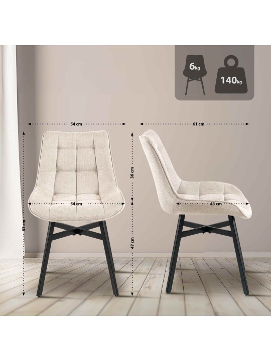 Stol Colby stof, creme