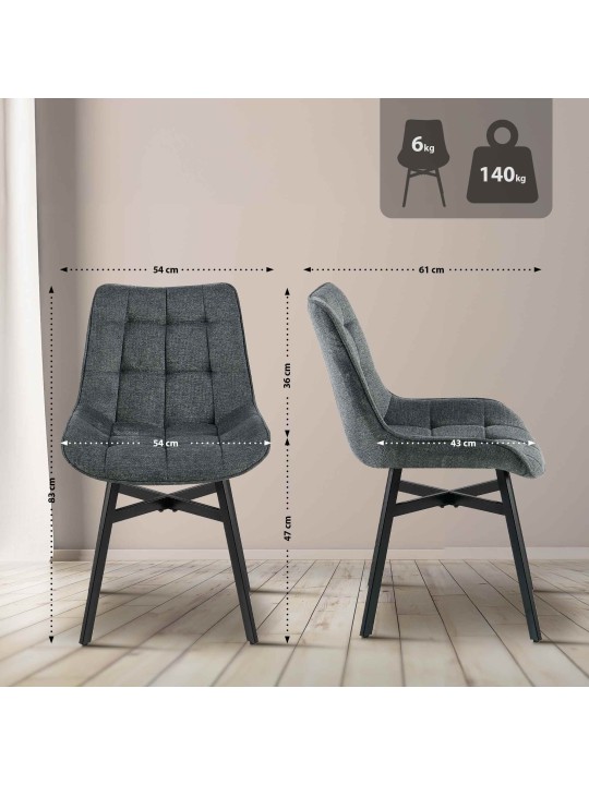 Stol Colby stof, mørkegrå