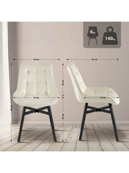 Stol Colby Velvet, creme