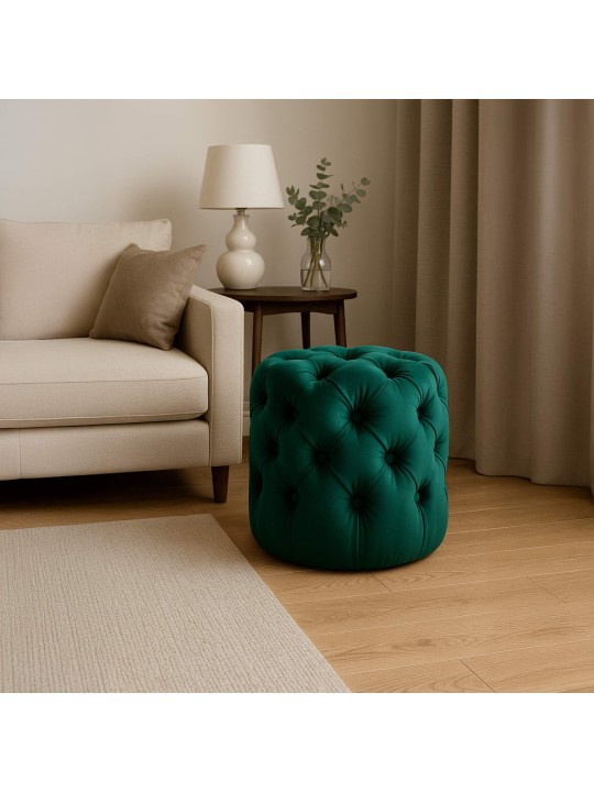 Taburet Drancy Velvet M, mørkegrøn