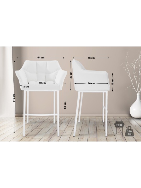 Barstol Damaso med 4 fods stel, hvid