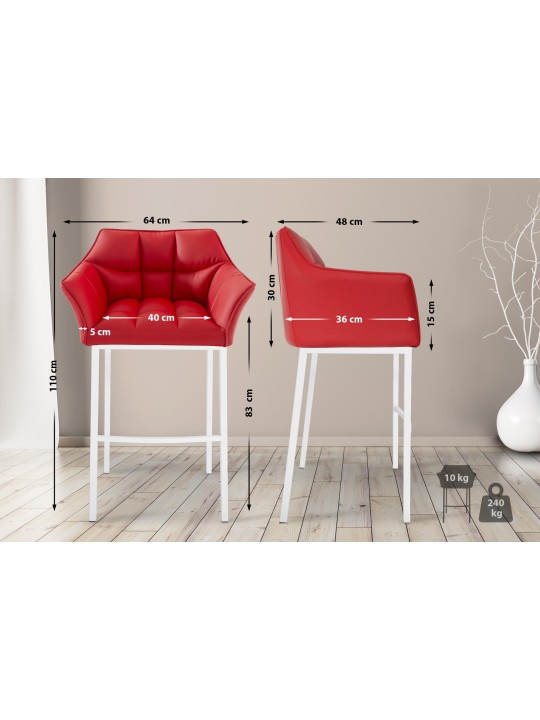 Barstol Damaso med 4 fods stel, rød