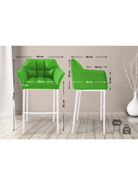 Barstol Damaso med 4 fods stel, grøn