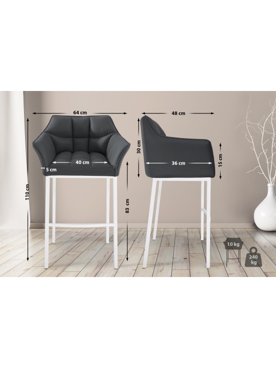 Barstol Damaso med 4 fods stel, grå