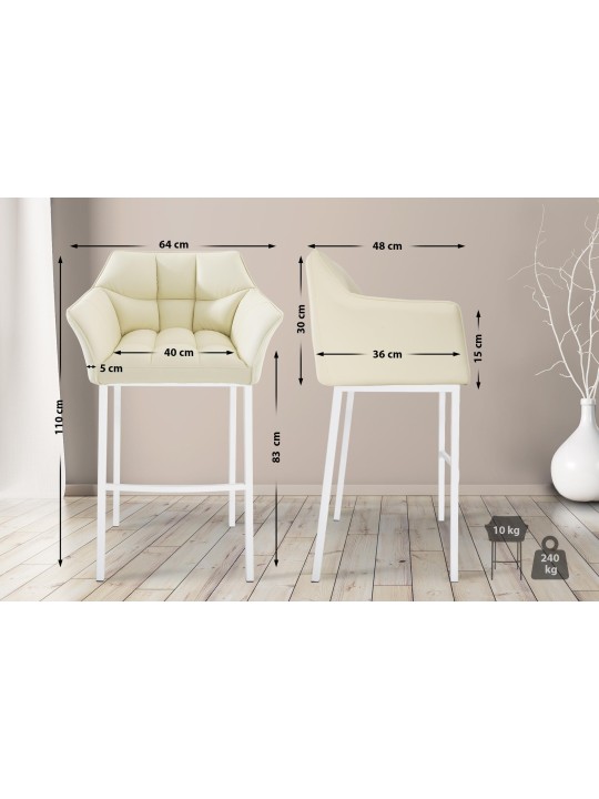 Barstol Damaso med 4 fods stel, creme