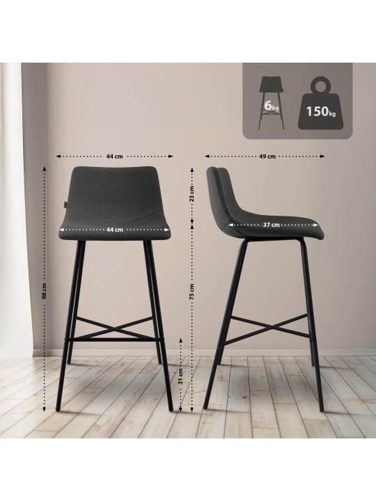 Barstol Altona stof, mørkegrå