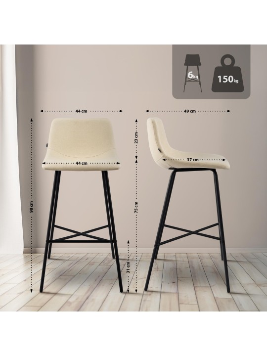 Barstol Altona stof, creme