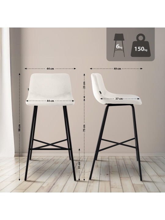 Barstol Altona fløjl, creme