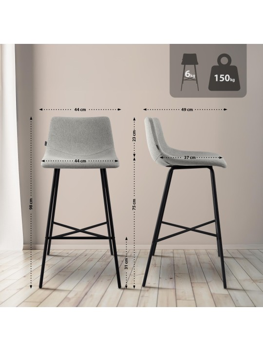 Barstol Altona stof, grå