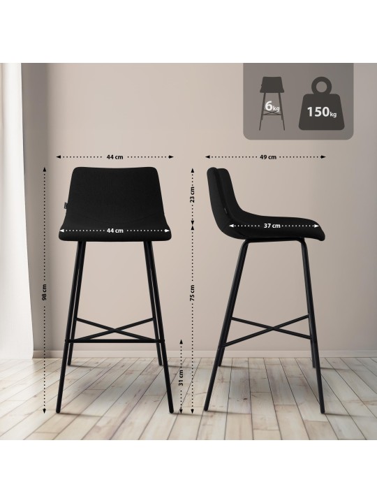 Barstol Altona stof, sort