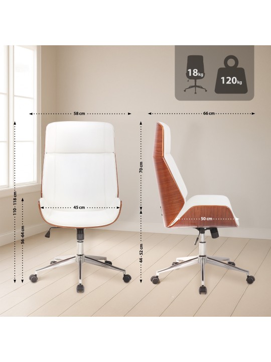 Kontorstol Varel imiteret læder, valnød/hvid