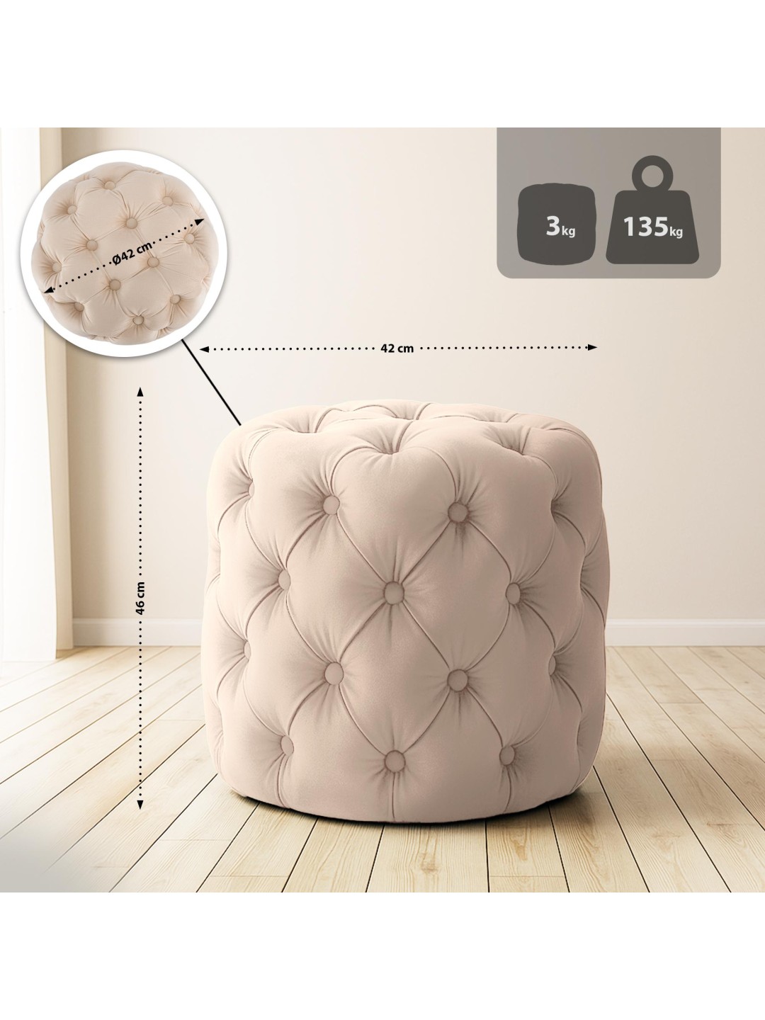 Taburet Drancy Velvet M, creme