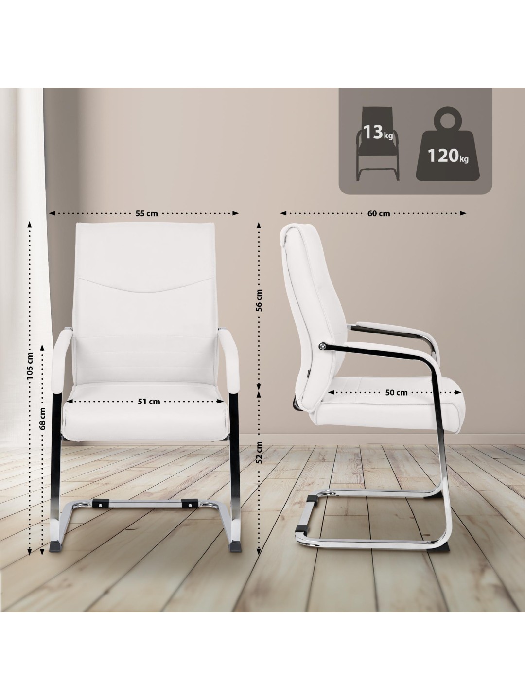 Besøgsstol Hobart, hvid