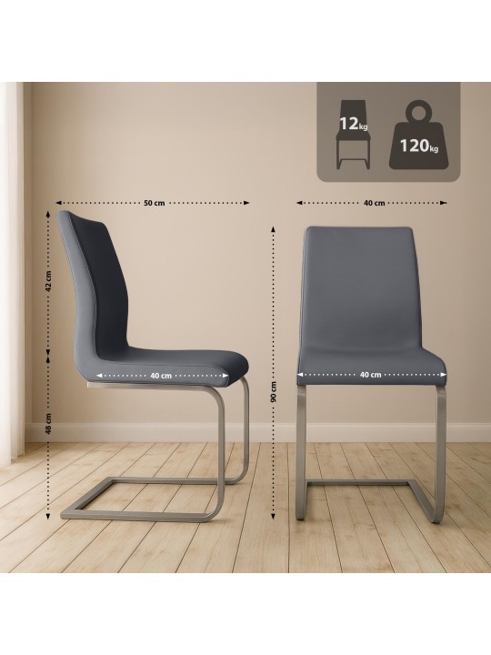 Sæt med 2 Belfort spisestuestole, grå
