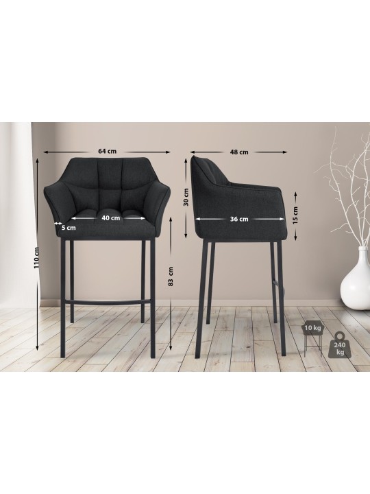 Barstol Damaso B filt med 4 fods stel, antracit Barstol Damaso B filt med 4 fods stel, antracit