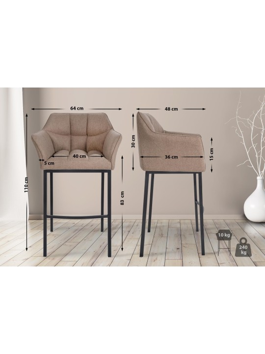 Barstol Damaso B filt med 4 fods stel, taupe Barstol Damaso B filt med 4 fods stel, taupe